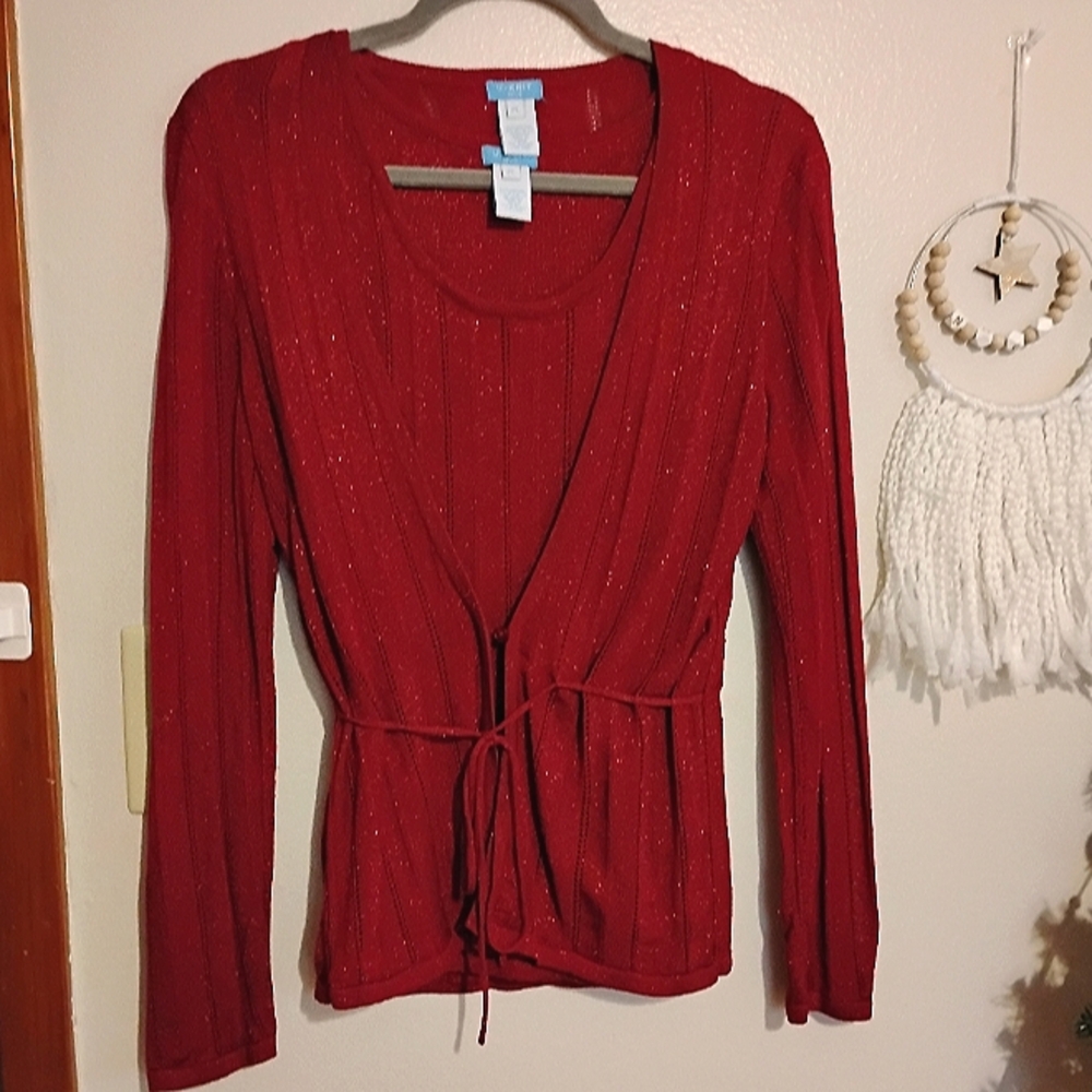 🍀Red Tank w/Long Sleeve Cover-Up (PL)